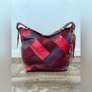 The Sak Patchwork Shoulder Bag - Red and Purple